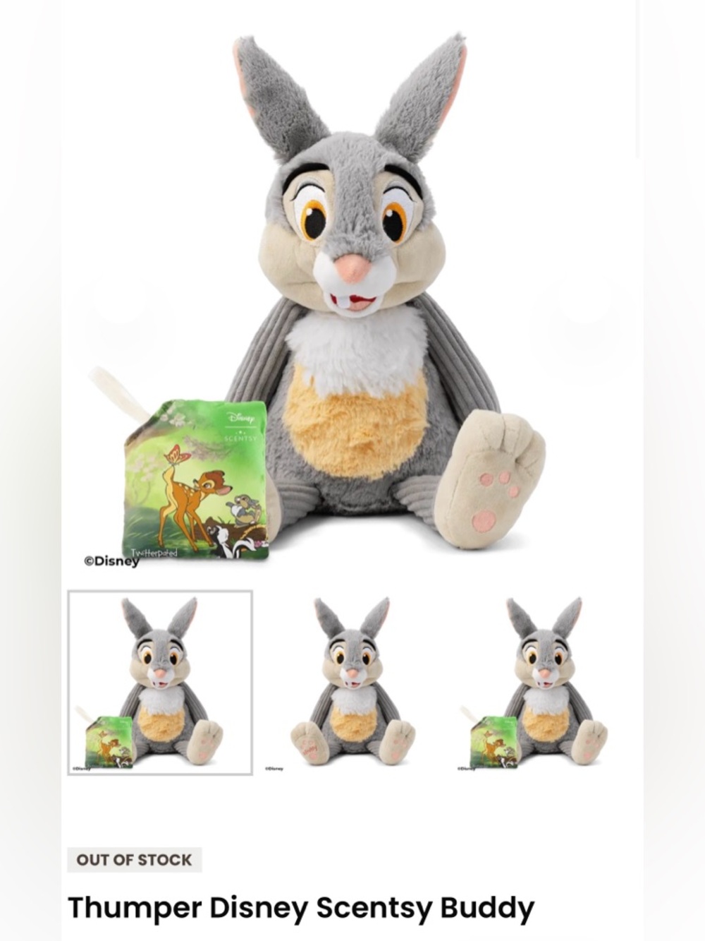 Disney Thumper Plush Bunny - Gray, Cream, Tan